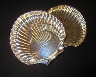 Pair of large Sterling shell dishes
