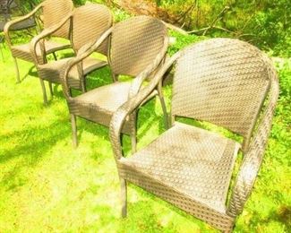 Group of 4  woven chairs