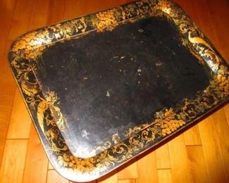 19th century tole tray on stand