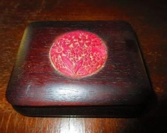 Wooden box with Cameo glass medallion