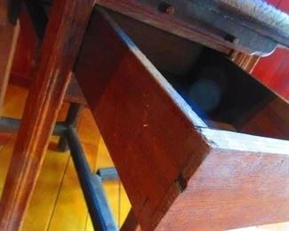 Detail of drawer on early 18th century gateleg drop leaf table