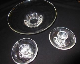 Steuben console bowl and candlesticks