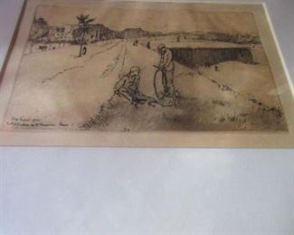 "Les Fortifications Sur Boulevard Bessiere" etching v/v aquatint & roulette 1902 by Eugene Bejot