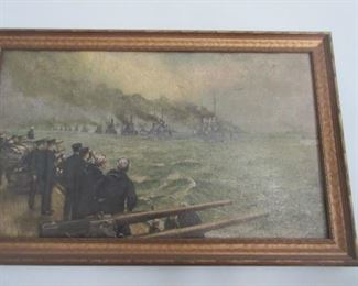 Navel battle oil painting