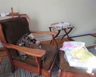 Hard rock maple chair, luggage rack