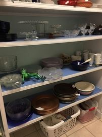 chargers, serving pieces, cake stands, trifle bowl.