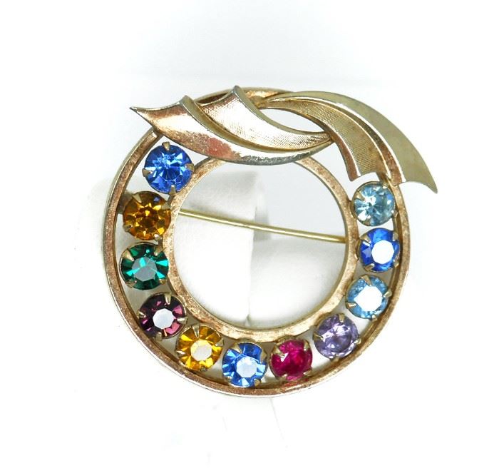 CATAMORE GOLD FILLED RHINESTONE HALO BROOCH