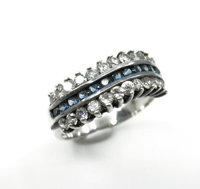 TRIPLE ROW CHANNEL SET STERLING COCKTAIL RING