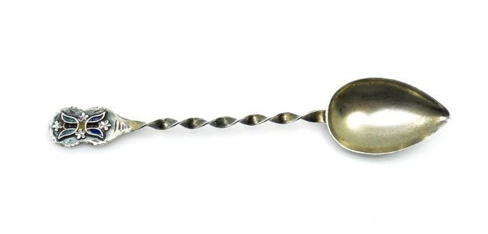 Sterling Silver Antique Enamel Spoon