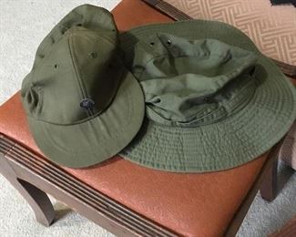 Army baseball cap with sp4 rank and boonie cap. Both sized 7 1/2.