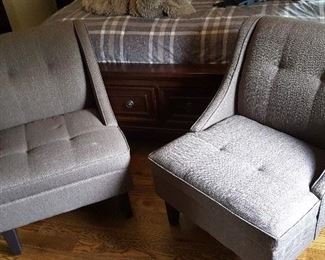 Grey pair of club chairs