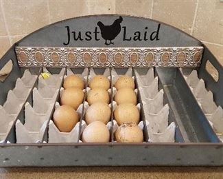 Cool egg holder (goes great with the chicken coop we have for sale)