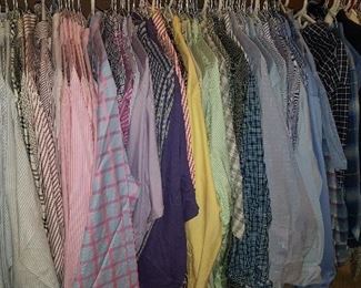 Tons of Mens XL Ralph Lauren, Brooks Brothers and Burberry (one or two) dress shirts! 

Also a few vintage L & XL Bugle Boy, Chess King, Gap, LL Bean, Brooks Brothers and more.