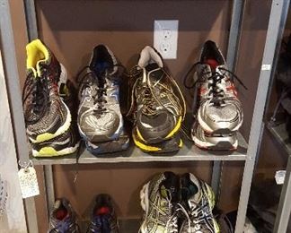 11 pairs of Men's size 12 Asics running sneakers -- two pairs of Sperry Top Siders