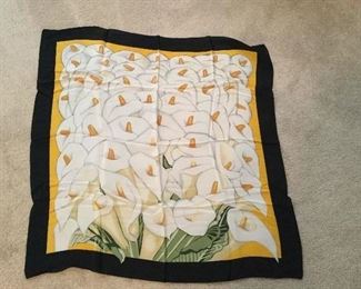 Japanese silk scarf Calla lilies 