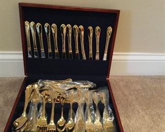 Hampton Silversmith gold electroplated   Service for 12 
