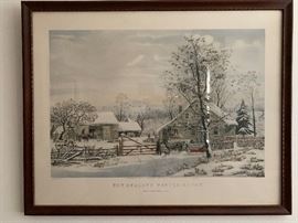 Currier and Ives 1861 "NEW ENGLAND WINTER SCENE" Lithograph