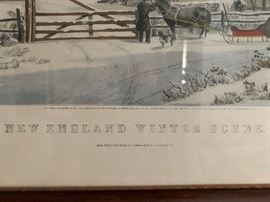 Currier and Ives 1861 "NEW ENGLAND WINTER SCENE" Lithograph