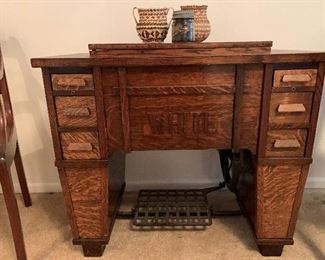 Antique White Rotary Sewing Machine Table
