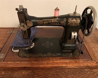Antique White Rotary Sewing Machine Table