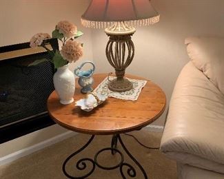 Ethan Allen Wood/Wrought Iron Side Table