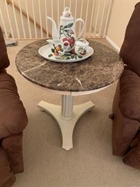 Ethan Allen Marble Top Pillar Table