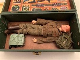 Vintage GI JOE Toy Foot Locker with Doll and Accessories