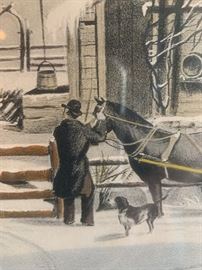 Currier and Ives 1861 "NEW ENGLAND WINTER SCENE" Lithograph