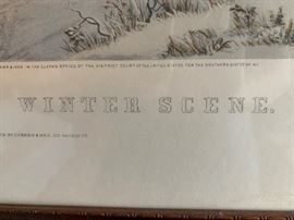 Currier and Ives 1861 "NEW ENGLAND WINTER SCENE" Lithograph