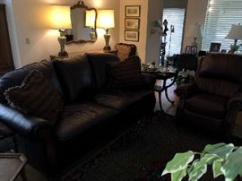 QUALITY CUSTOM MADE LEATHER SOFA, LARGE, VERY COMFORTABLE.