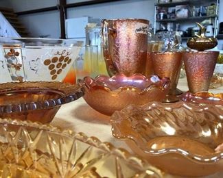Vintage Glass, Crackle Glass in Amber