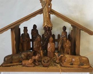 Hand Carved Wood Nativity