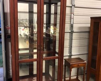 Wood & Glass China/Curio Cabinet Glass Shelves and Lighted