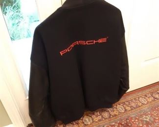 Men's extra large leather and wool Porsche jacket