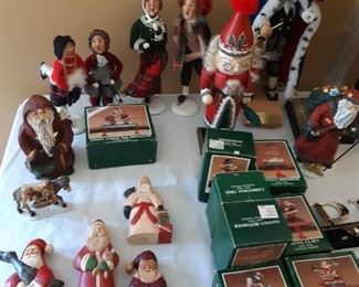 Christmas Santa's including R Smith, e Terry, Jay Enright, Byers figurines, cast iron stocking hangers, nutcrackers, Steinbach nutcrackers