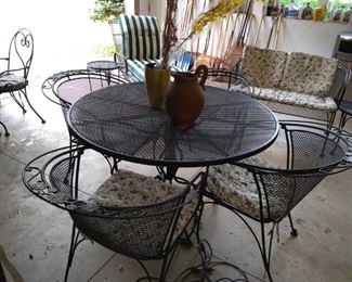 Wrought Iron Table with Four Chairs