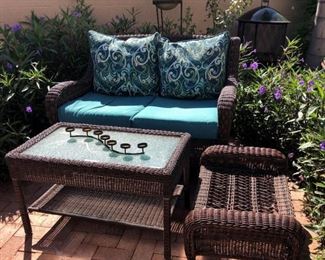 Patio Loveseat, Coffee Table and Ottoman