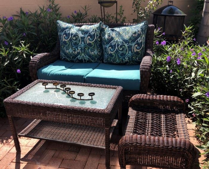 Patio Loveseat, Coffee Table and Ottoman