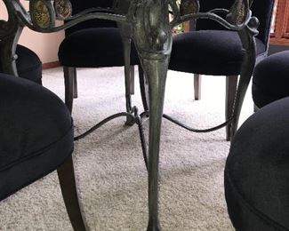7 PC DINING SET W/ GLASS TABLE TOP & 6 UPHOLSTERED CHAIRS