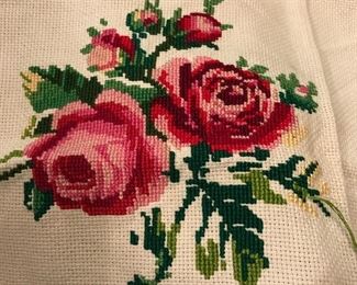 VINTAGE NEEDLEPOINT SPRAY OF FLOWERS