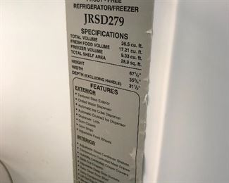 JENN-AIR SIDE-BY SIDE REFRIGERATOR