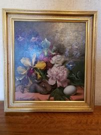 Gerald Simcoe framed oil painting with a letter attached on back from a friend