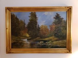 Joseph Kugler framed oil painting entitled "Forest in Autumn"