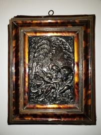 Late 17th century North Italian silver repousse relief of St. Roch resting