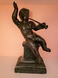 Italian bronze statuette of Putto as Fame, some damage, purchased at Christies 1981