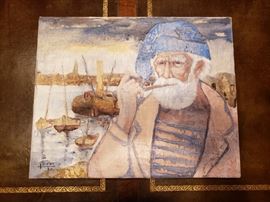 "Man with Pipe" oil painting on canvas by Jacques Boeri