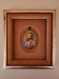 Russian porcelaine portrait medallion of St. Mark pendant mounted in a newer frame