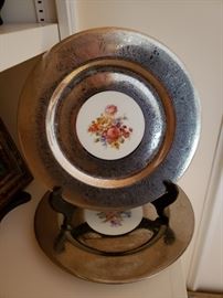 Set of 12 Czechoslovakian silver deposit service plates