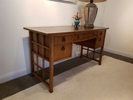 Mid century modern leather top desk by Thomasville Furniture Co.