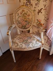 Open armchair in tapestry fabric